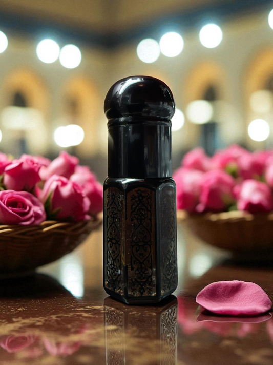 Dark glass bottle with a black cap