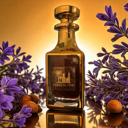 Gold perfume bottle perfume with lavender and nutmeg 
